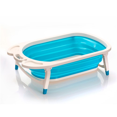 Banheira para Bebê Portátil Dobrável Flexível Azul