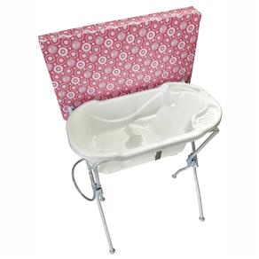 Banheira para Bebê Tutti Baby Floripa com Trocador - Rosa Essencial