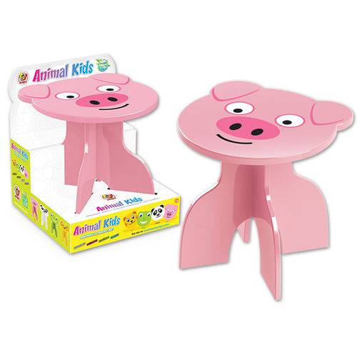 Banquinho Cadeira Infantil Animalkids Porquinho Pig Mdf