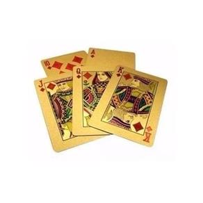 Baralho Dourado Ouro 24k Dollar Poker Cartas Jogos P`agua