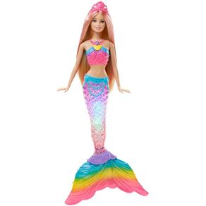 Barbie Boneca Sereia Luzes Arco-Íris