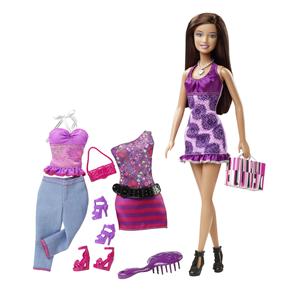 Barbie Mattel Três Looks - Barbie Morena N8820/V8560