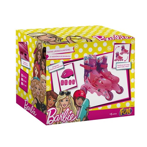 Barbie Patins 3 Rodas 29/32 com Acessórios - Fun Divirta-Se