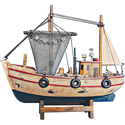 Barco Pesqueiro de Madeira Decorativo In0022 - BTC