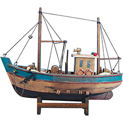 Barco Pesqueiro Decorativo In0024 de Madeira - BTC