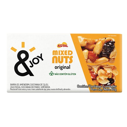 Barra de Cereais &Joy Mixed Nuts Original Caixa com 2 Unidades de 30g Cada