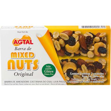 Barra de Cereal Mixed Nuts Original Agtal 2X30g