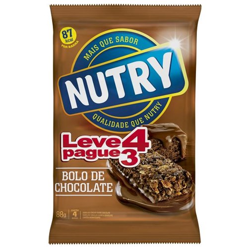 Barra de Cereal Nutry Bolo de Chocolate 4 Unidades