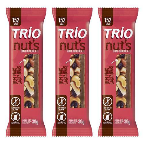 Barra de Cereal Trio Nuts com 3 Unid com Chocolate