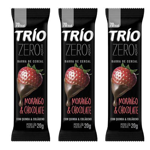 Barra de Cereal Trio Zero Açúcar com 3 Unid Morango com Chocolate