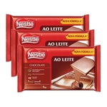 3 Barra De Chocolate Ao Leite 1kg Nestle