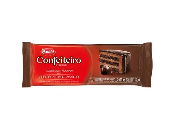 Barra de Chocolate Fracionado Confeiteiro Meio Amargo 2,100kg Harald