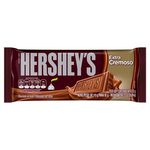 Barra de Chocolate Hersheys ao Leite Extra Cremoso 92g CHOC HERSHEYS 92G-TA EX CREM