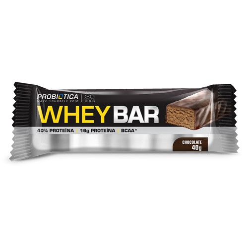 Barra de Proteína Whey Bar High Protein Probiótica Chocolate com 40g