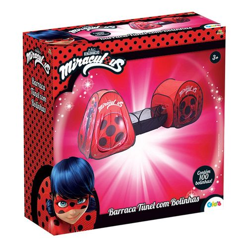 Barraca Tunel com 100 Bolinhas Miraculous Ladybug