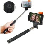 Bastão De Selfie C/ Controle Bluetooth Na Propria Haste Monopod Cor Preto