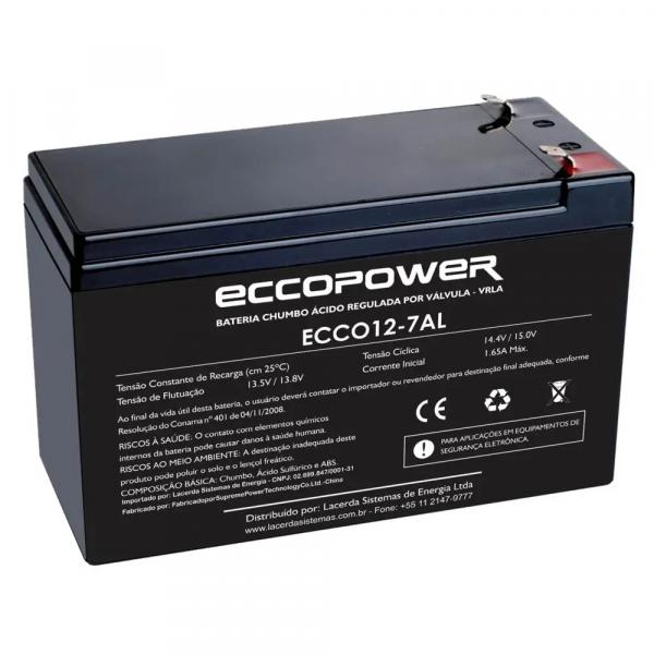 Bateria 12V 7A Selada para Alarmes Cerca Elétrica CFTV UPS Som ECCOPOWER