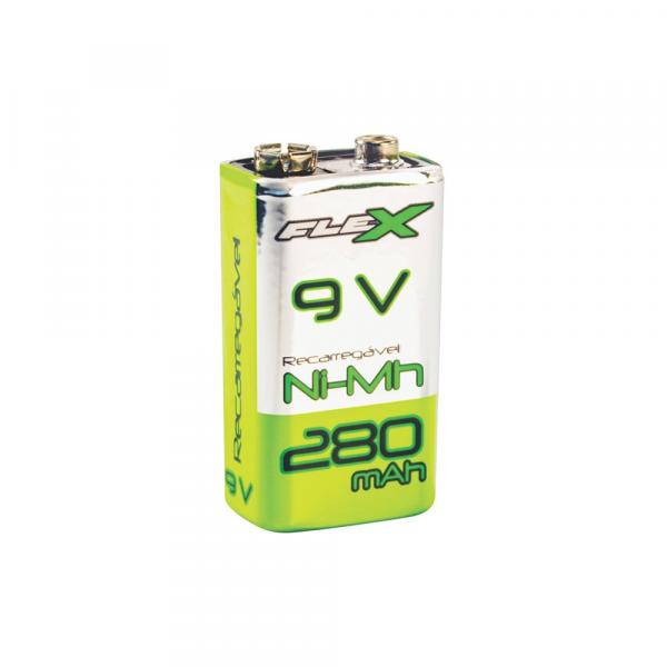 Bateria 9V Recarregável 280Mah Flex FX-9V/28B1