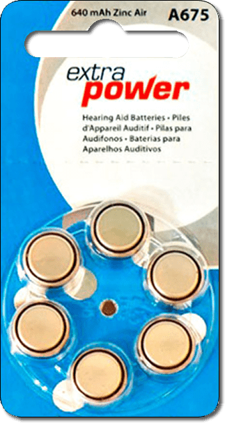 Bateria Auditiva Extra Power 675 - Cartela com 6 Baterias