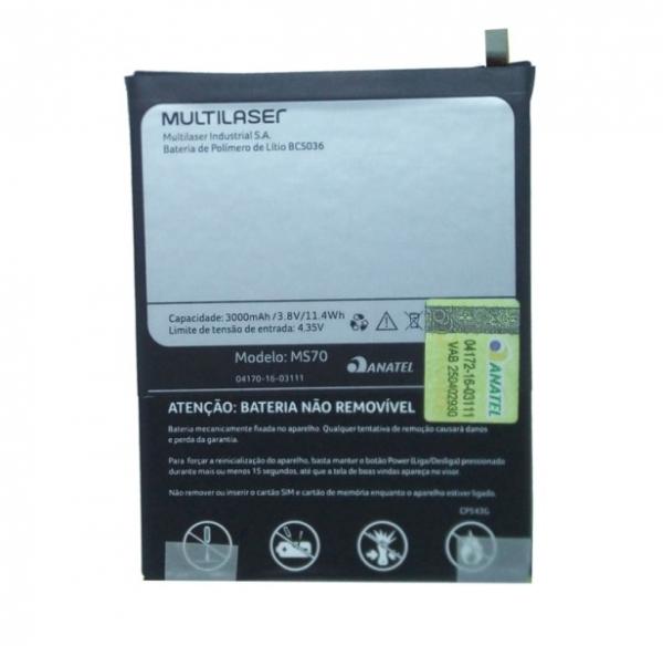 Bateria Celular Multilaser MS70 3,8V 3000mAh 11.4Wh BCS036 Original
