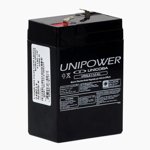 Bateria Estacionária VRLA ( AGM ) Unipower 6V – 4,5Ah – UP645