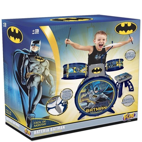 Bateria Infantil Batman Cavaleiro das Trevas Completa Fun