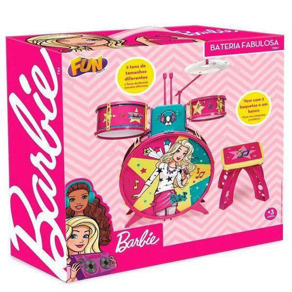 Bateria Infantil com Banquinho Barbie Fabulosa FUN F00047 8621-1