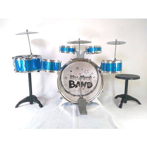 Tudo sobre 'Bateria Infantil Jazz Drum Grande 5 Tambores 1 Bumbo 3 Pratos - Azul'