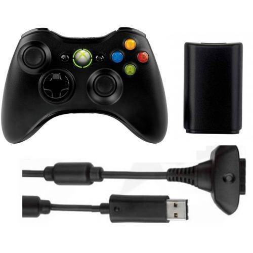 Bateria para Controle Xbox 360 com Cabo e Carregador Preto Original