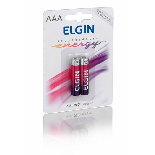 Bateria Pilha NIMH Recarregavel AAA 900mAh com 2 Elgin