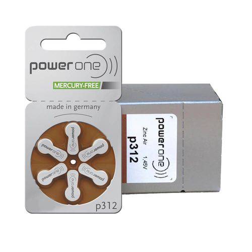 Bateria POWER ONE - P312 / PR41 - Mercury Free - para Aparelho Auditivo
