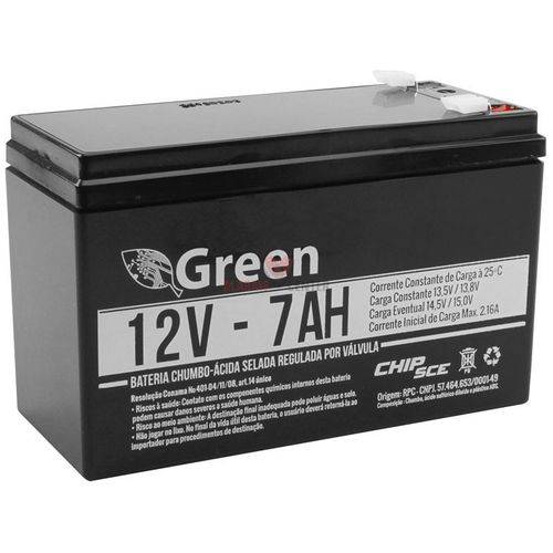 Bateria Recarregavel Selada Green 12v 7a