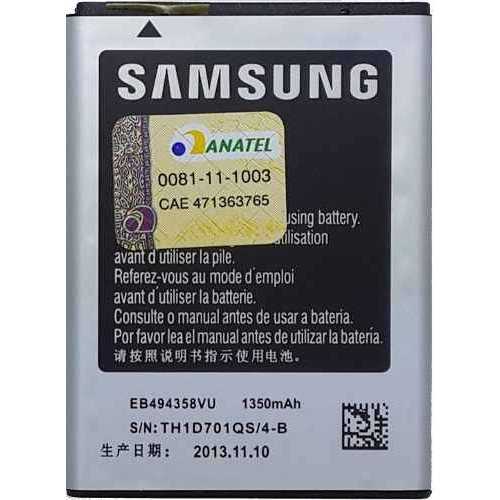 Tudo sobre 'Bateria Samsung S5830b Galaxy Ace, B5512b Galaxy Y Pro Duos, B7510b, S5670b - Original - Eb494358vu'