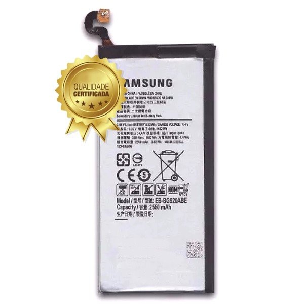 Tudo sobre 'Bateria Samsung S6 G920 SM-G920 EB-BG920ABE Original 2550mah'