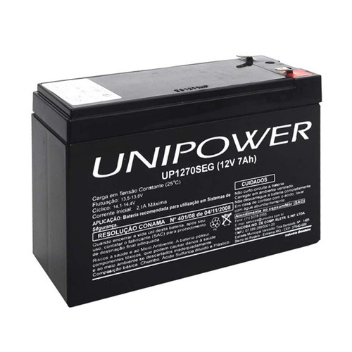 Tudo sobre 'Bateria Selada 12v/7a UP1270SEG Unipower'