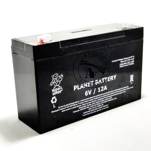 Bateria Selada 6v 12ah Planet Up6120 - Carros e Motos Elétricas Infantis