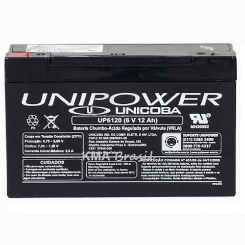 Tudo sobre 'Bateria Selada 6V 12Ah UNIPOWER UP6120 - Arduíno Motocas Elétricas Infantis'