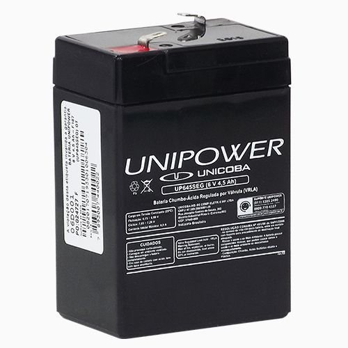 Tudo sobre 'Bateria Selada UNIPOWER UP645 Seg Central de Alarme Elevadores Iluminação de Emergência 6V 4,5Ah'