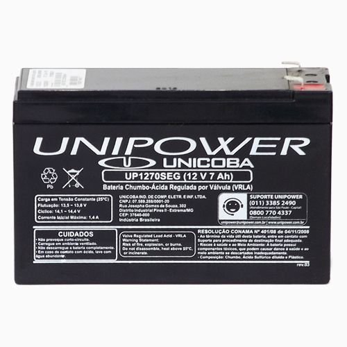 Bateria Selada Unipower VRLA 12V 7Ah UP1270SEG