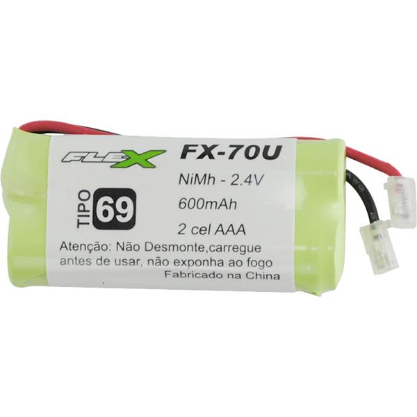 Bateria Universal para Telefone Sem Fio 600mAh 2,4V FX-70U F - Flex