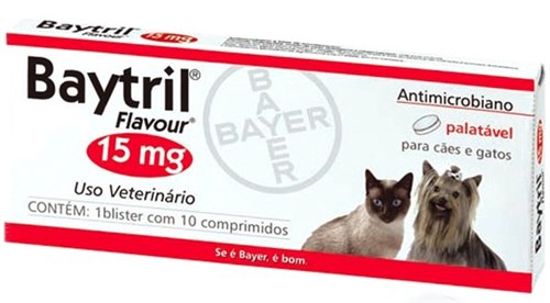 Baytril 15mg - 10 Comprimidos - Bayer