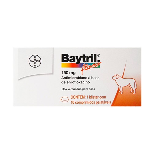 Baytril Flavour 150mg para Cães Uso Veterinário com 10 Comprimidos