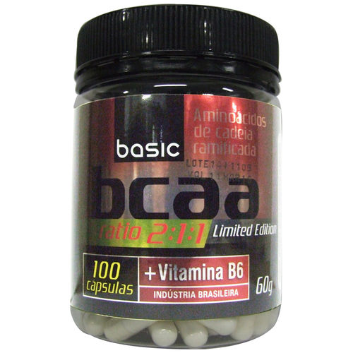Bcaa 2:1:1 + Vitamina B6 - 100 Cápsulas - Basic Nutrition