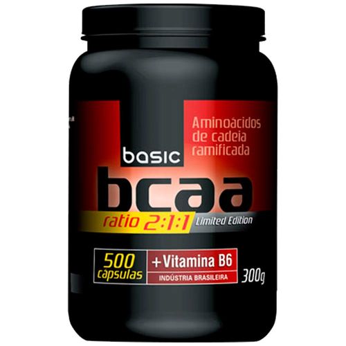 Bcaa 2:1:1 + Vitamina B6 - 500 Cápsulas - Basic Nutrition