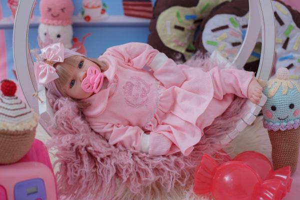 Boneca Bebe Reborn Real Menina Princesa Loira Linda Rosa - Sonho de Criança