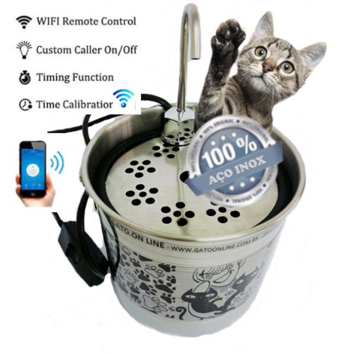 Tudo sobre 'Bebedouro para Gatos Inox 1500 Ml com Wifi e Filtro de Água'
