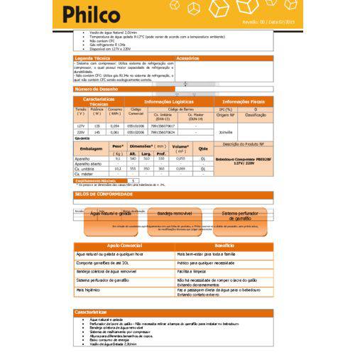 Bebedouro Philco Pbe02bf com Compressor - Branco