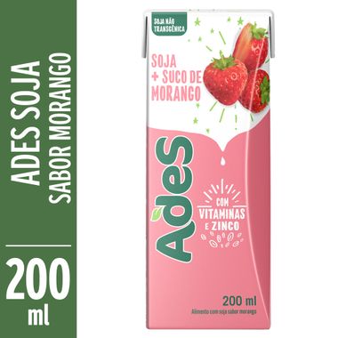 Bebida de Soja Sabor Morango Ades 200ml