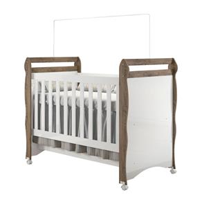 Berço Mini-cama Mirelle Branco/Amadeirado Rústico - Carolina Baby