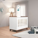 Berço Mini Cama Wood Branco/Hannover - Planet Baby